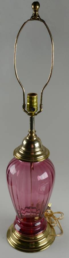 Cranberry 28" Electric Lamp Base by Pilgrim Glass-1