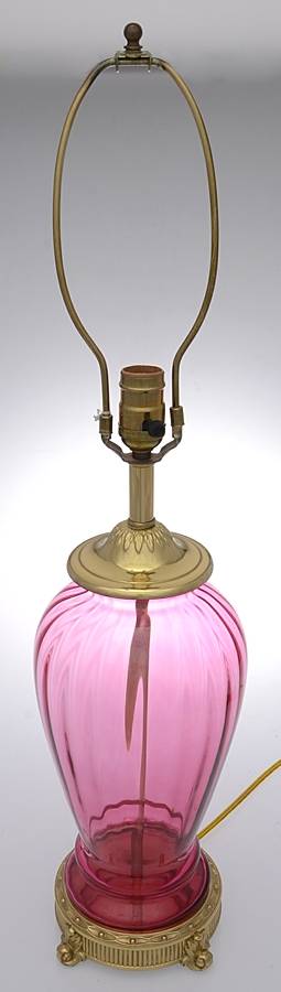 Cranberry 28" Electric Lamp Base by Pilgrim Glass-1