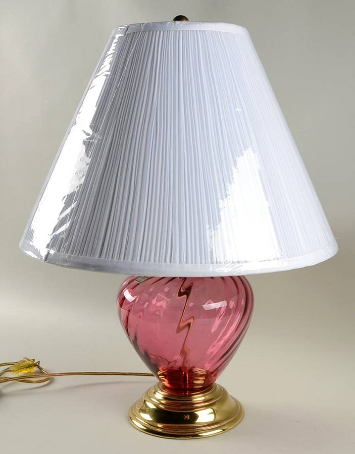 Cranberry 18" Electric Lamp & Shade by Pilgrim Glass-1
