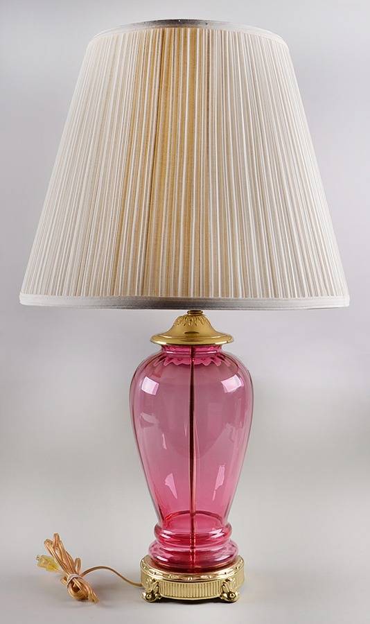 Cranberry 28" Electric Lamp & Shade by Pilgrim Glass-1