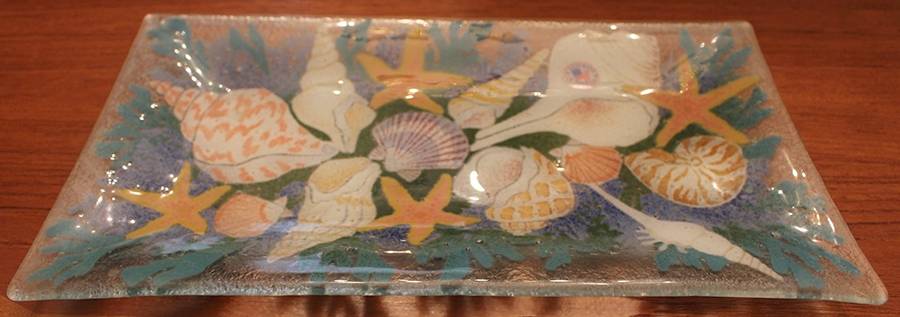 Seashells 14" Rectangular Tray by Peggy Karr-1
