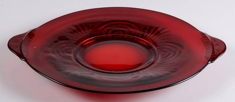 Largo Ruby Handled Cake Plate by Paden City-1