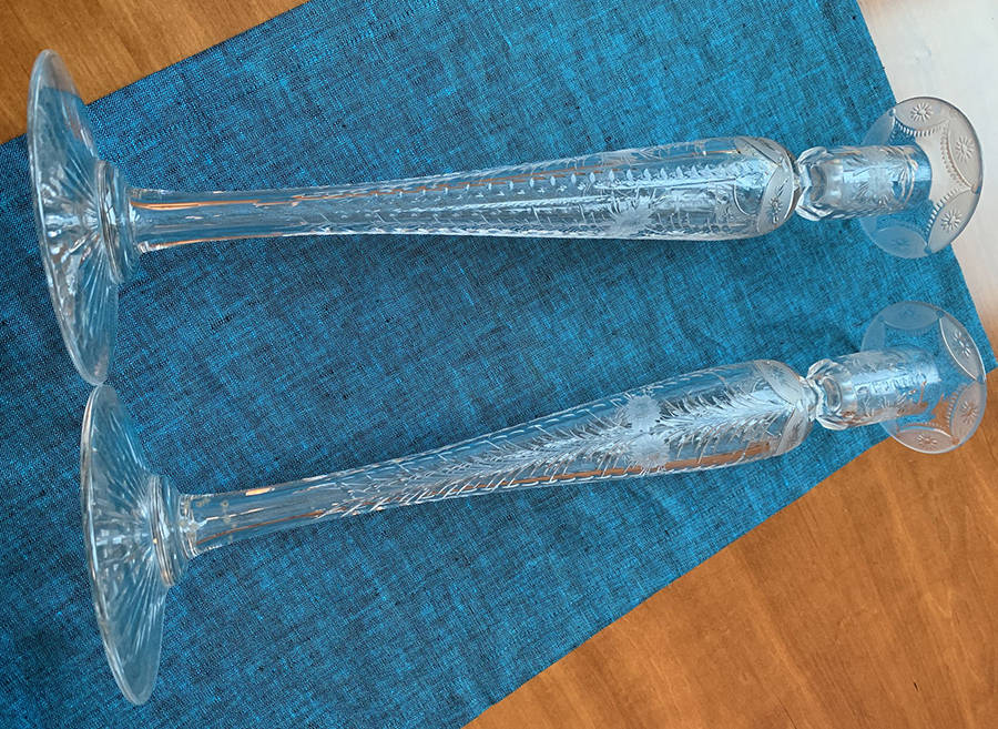 Wickham 16" Tall Single Light Candlestick by Pairpoint-Gunderson Crystal-1