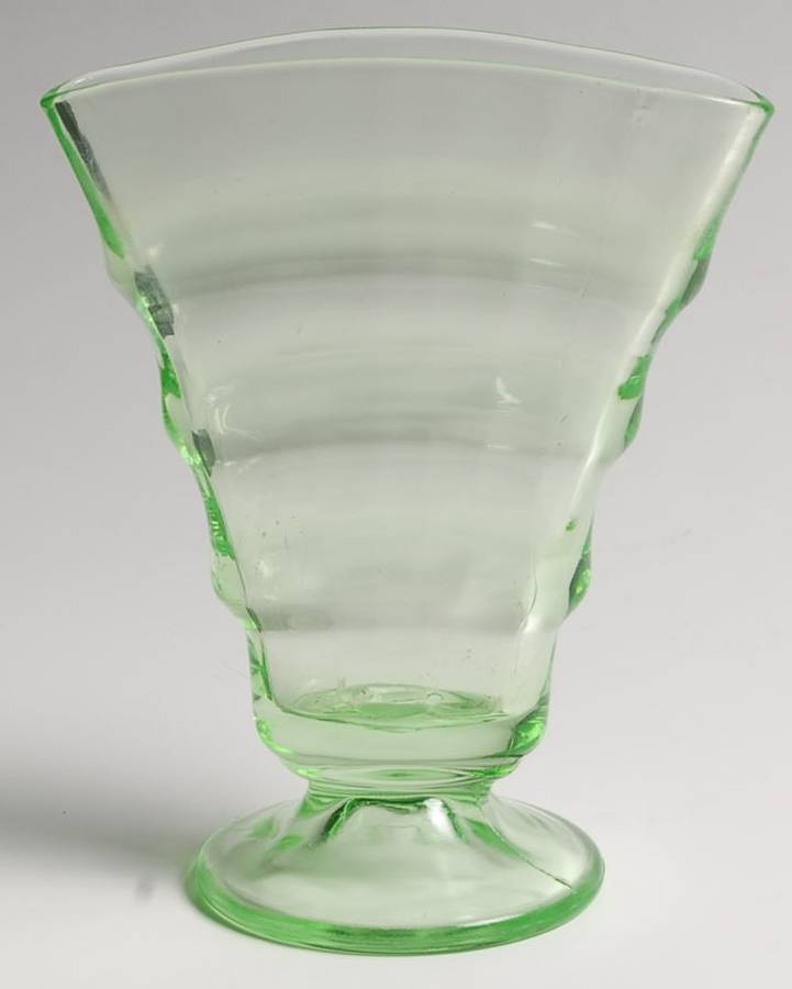 Party Line Green 6" Fan Vase by Paden City-1