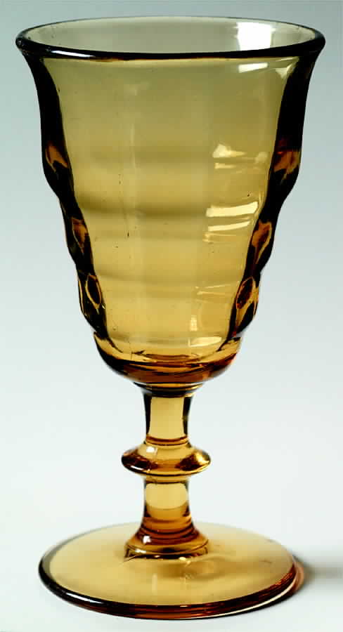 Party Line Amber Water Goblet by Paden City-1