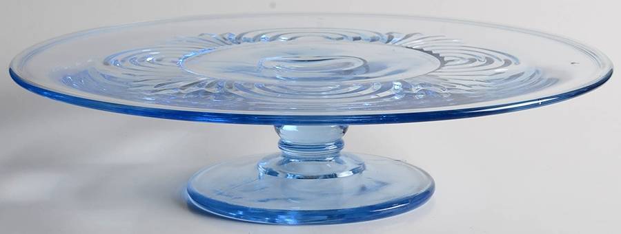 Largo Blue Footed Cake Plate by Paden City-1