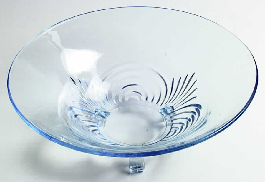 Largo Blue 12" 3-Toed Footed Bowl by Paden City-1