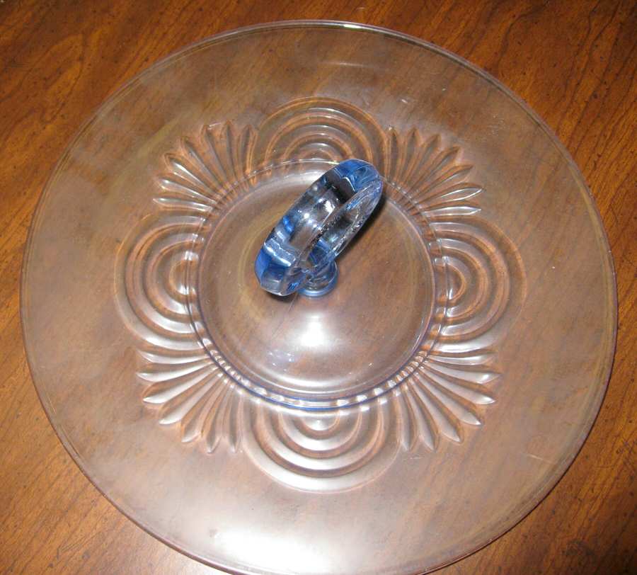 Largo Blue Center Handle Tray by Paden City-1