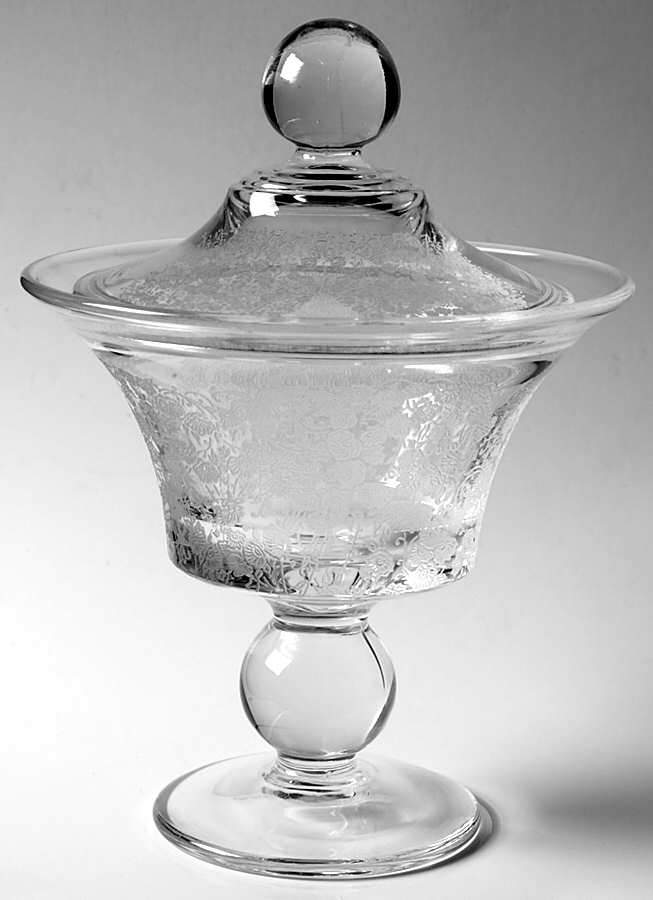 Bridal Wreath Footed Candy Dish & Lid by Paden City-1