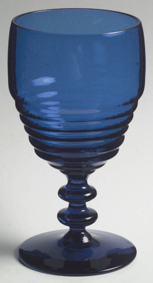 Penny Line Cobalt Blue Water Goblet by Paden City-1