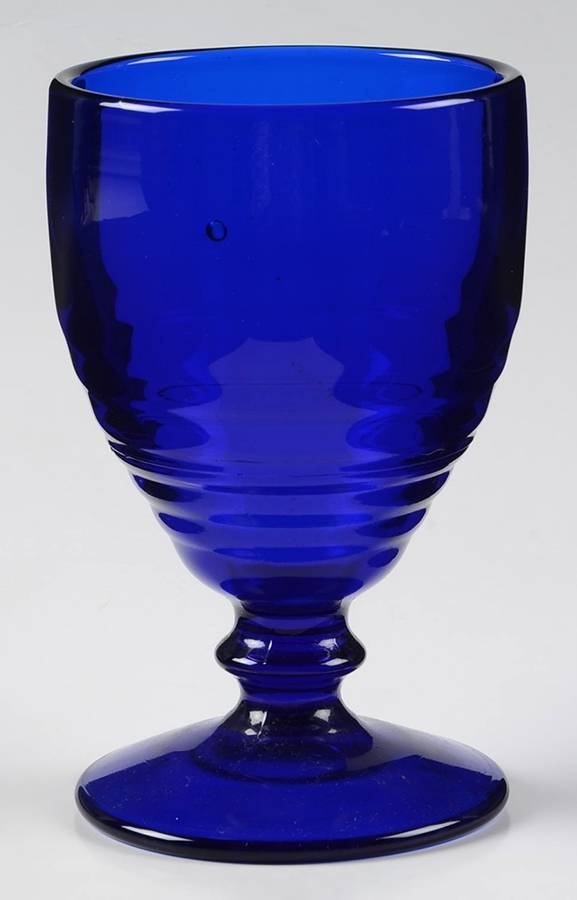Penny Line Cobalt Blue Low Water Goblet by Paden City-1