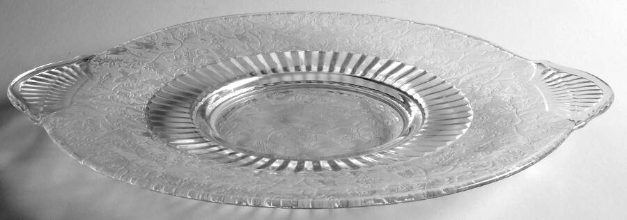Spring Orchard Clear Handled Cake Plate by Paden City-1