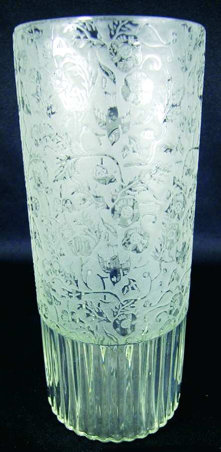 Spring Orchard Clear 9" Flower Vase by Paden City-1