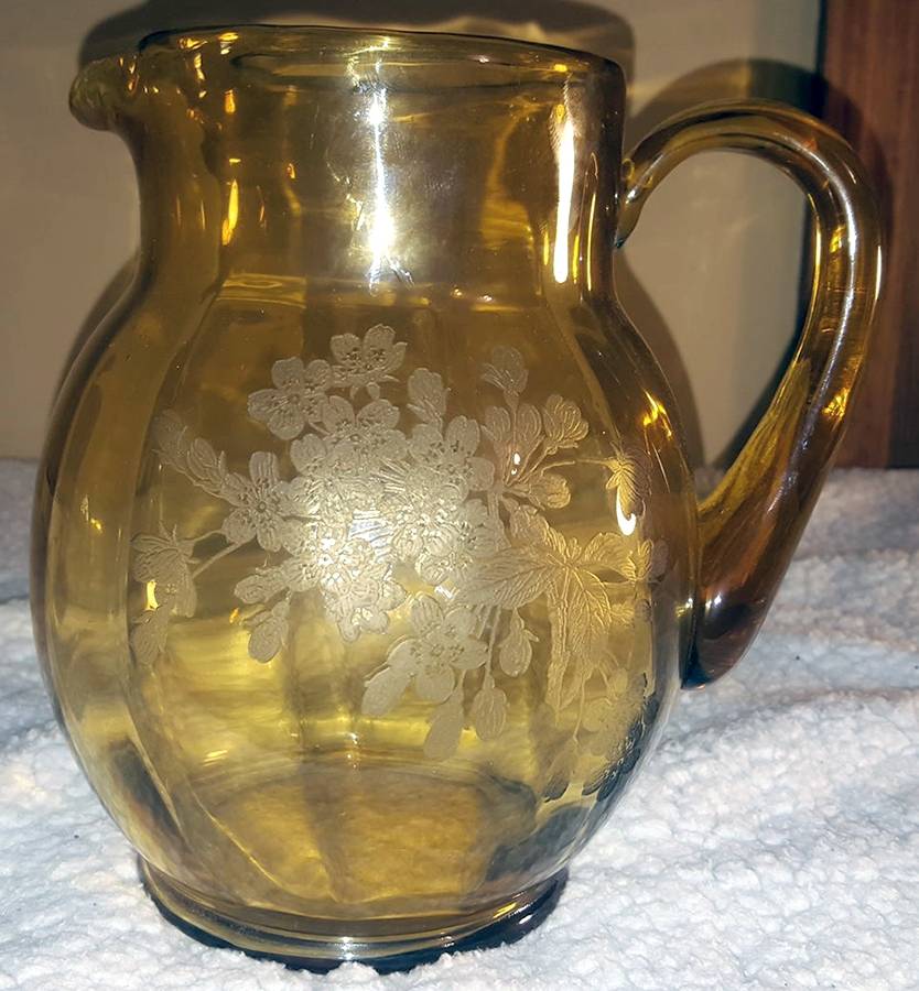 Ardith Amber Pitcher by Paden City-1