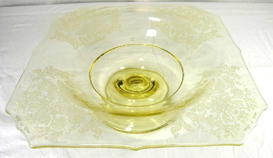 Gothic Garden Yellow 9" Round Footed Flared Bowl by Paden City-1