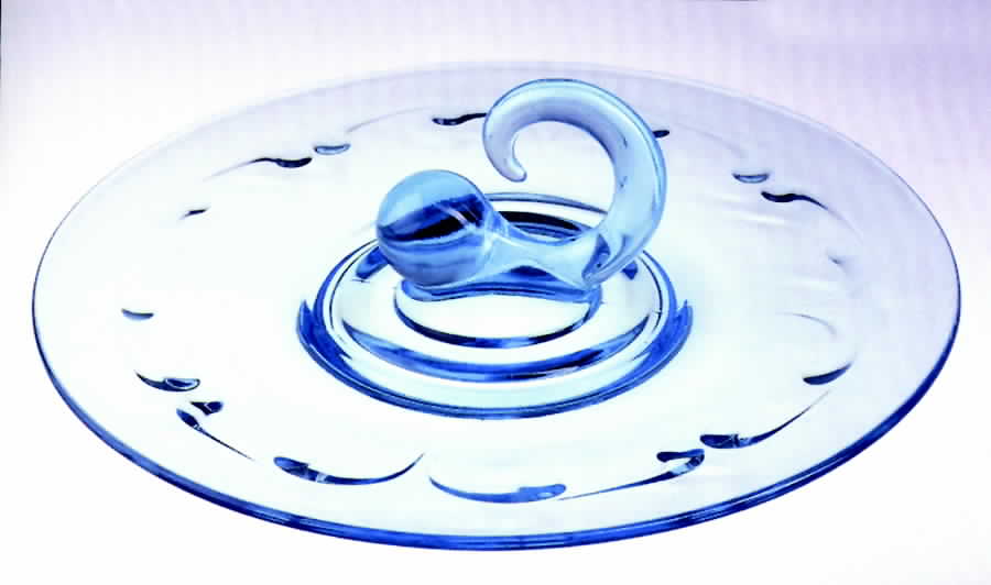 Comet Blue Center Handle Tray by Paden City-1