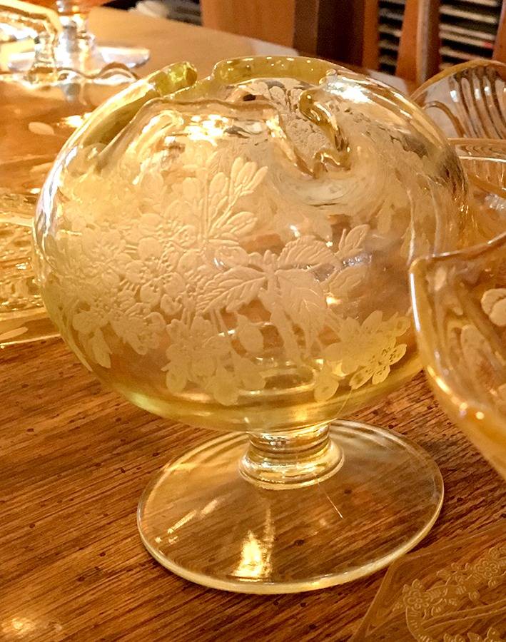 Ardith Yellow Footed Rose Bowl by Paden City-1