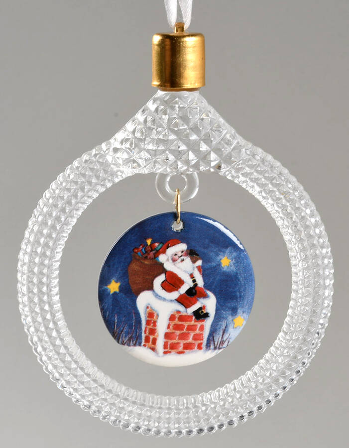 Princess House Christmas Ornament Up On The Roof-Porc.&Crystal - Boxed by Princess House-1