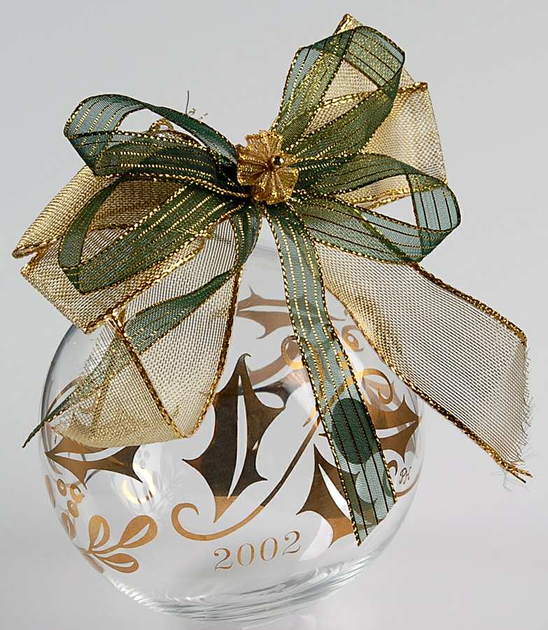 Princess House Christmas Ornament Ball-Gold Holly - Boxed by Princess House-1