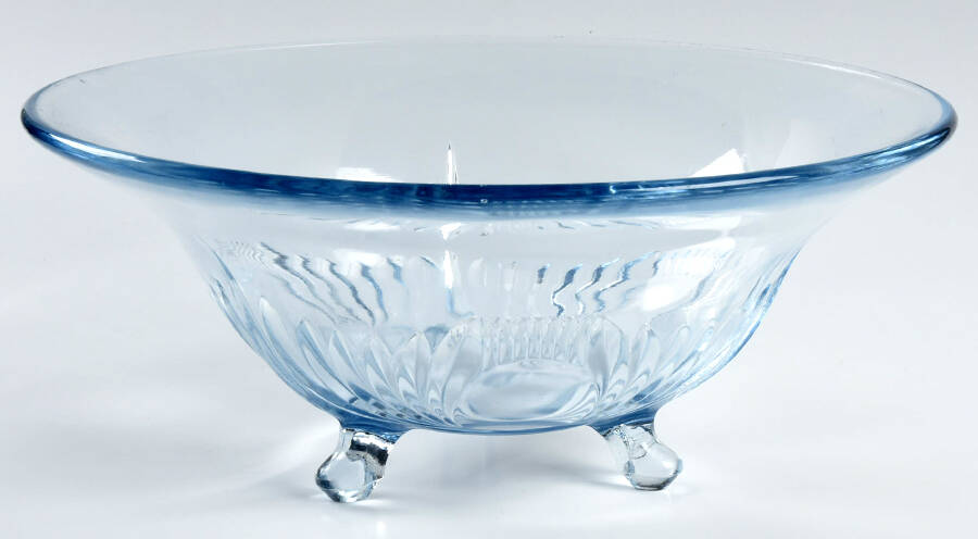 Maya Blue 11" 3-Toed Footed Bowl by Paden City-1