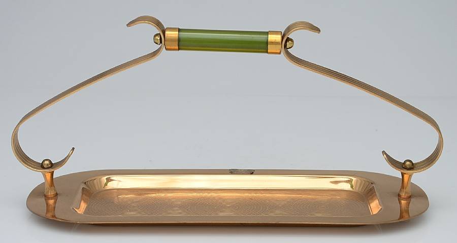 Emerald Glo Handled Metal Tray for (10 Pc) Condiment Set by Paden City-1