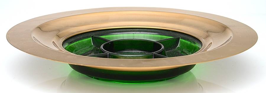 Emerald Glo 5-Part Divided Tray with Metal Rim by Paden City-1