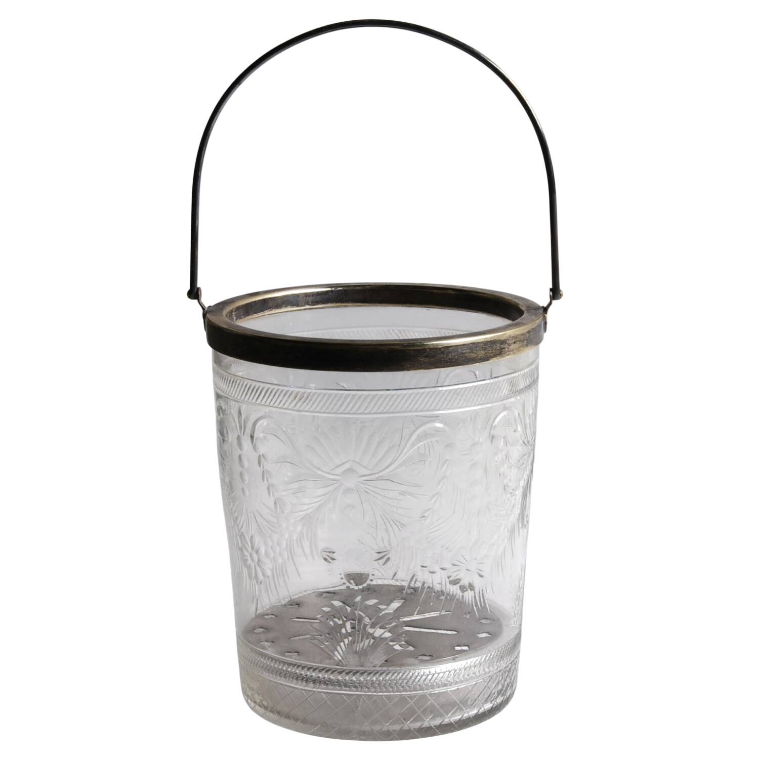 Buckingham Handled Ice Bucket (Metal Rim & Handle) by Pairpoint-Gunderson Crystal-1