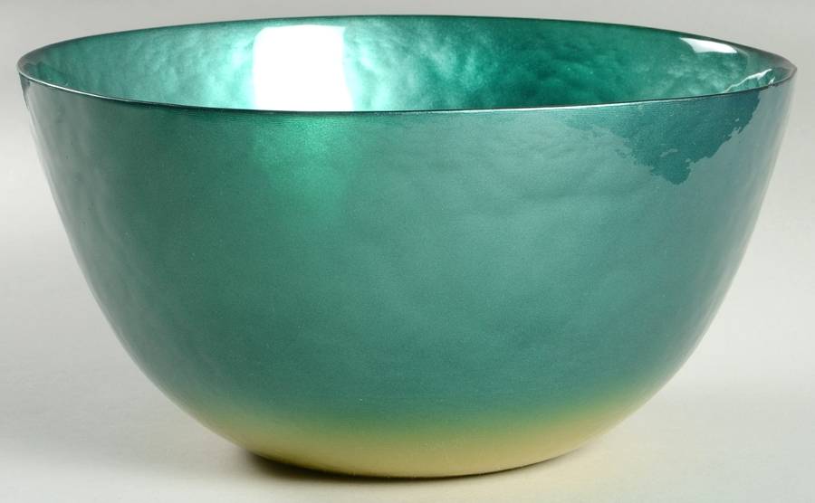 Pearlescent Dark Green and Gold 9" Round Bowl by Portmeirion-1