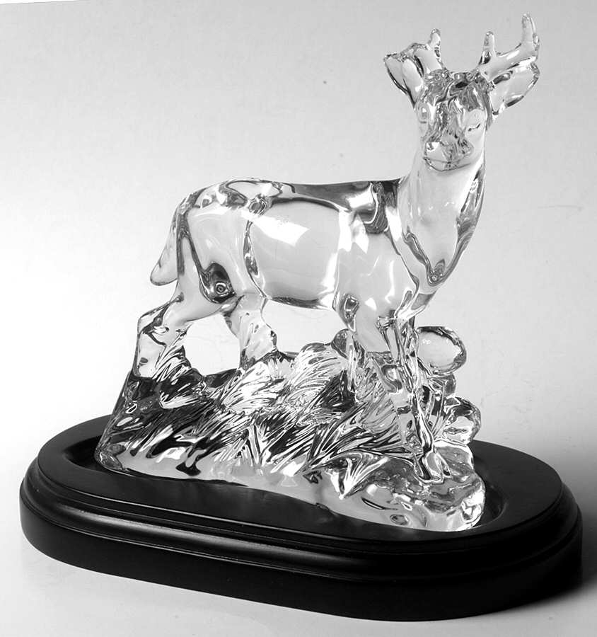 Animals & Figurines #871 Standing Deer with Wood Base by Princess House-1