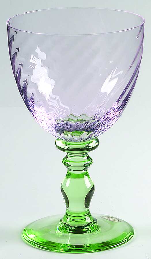 Palmyre Rose and Green Water Goblet by Portieux-1