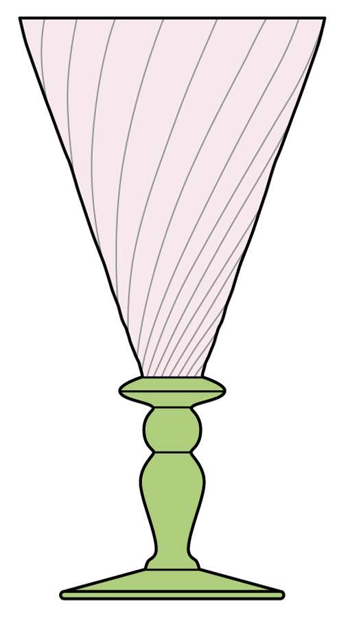 Palmyre Rose and Green Tall Water Goblet by Portieux-1