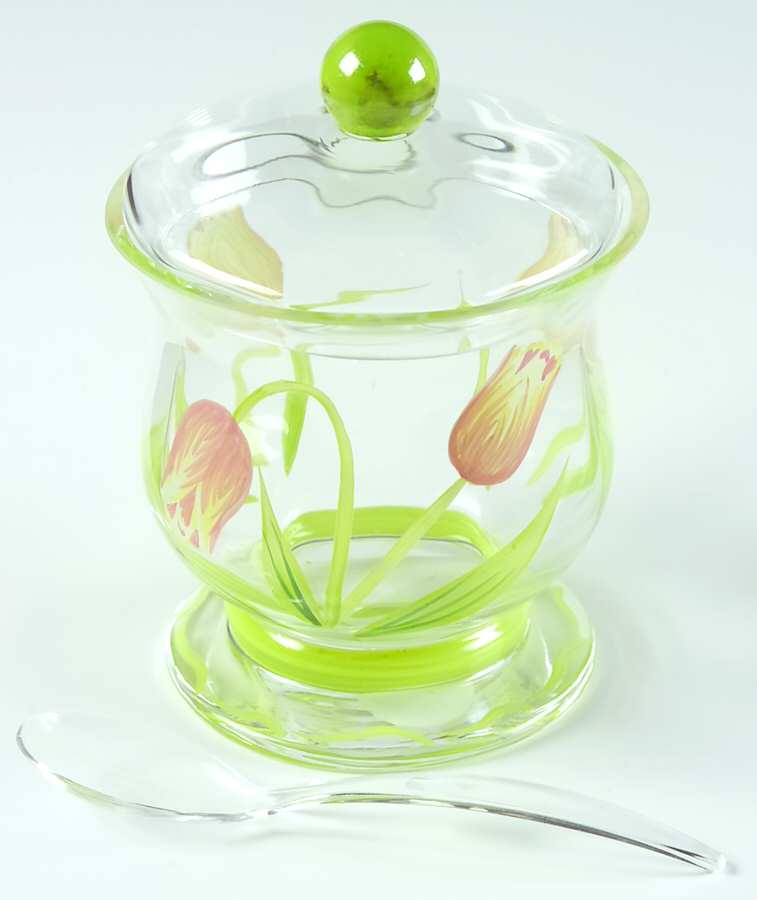 Cottage Tulip Condiment Jar & Lid by Princess House-1