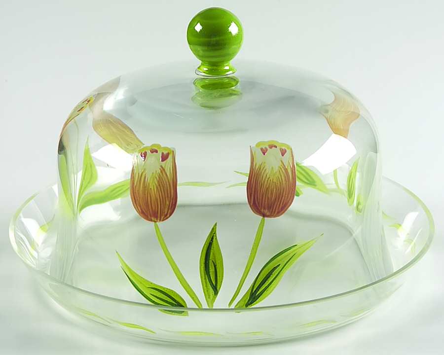 Cottage Tulip Round Covered Butter by Princess House-1