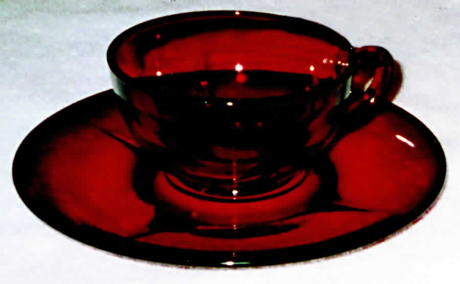Spire Ruby Cup & Saucer Set by Paden City-1