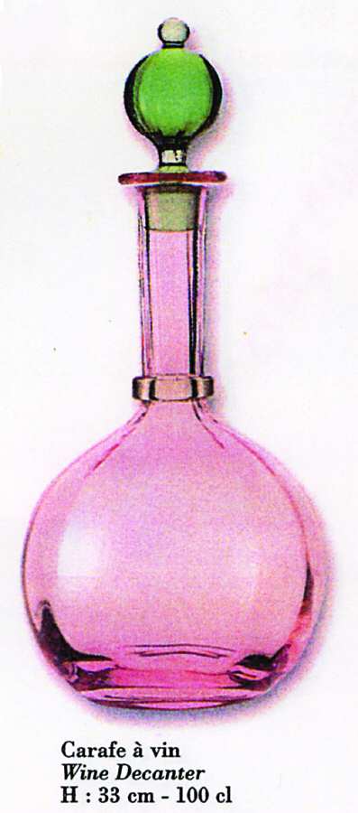 Isabelle Pink and Green Wine Decanter & Stopper by Portieux-1