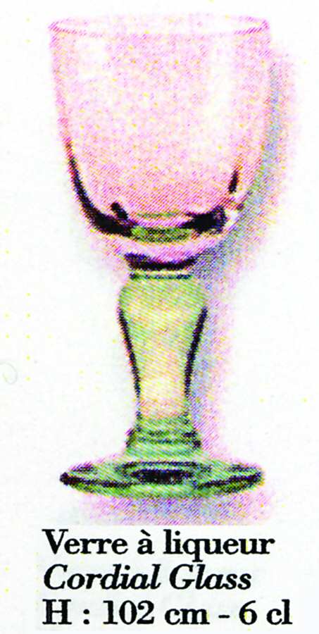 Isabelle Pink and Green Cordial Glass by Portieux-1