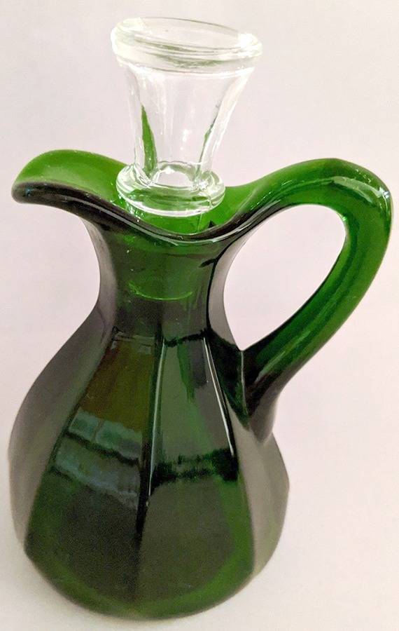 Estelle Emerald Green Oil Cruet No Stopper by Paden City-1