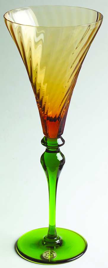Palmyre Amber and Green Fluted Champagne by Portieux-1