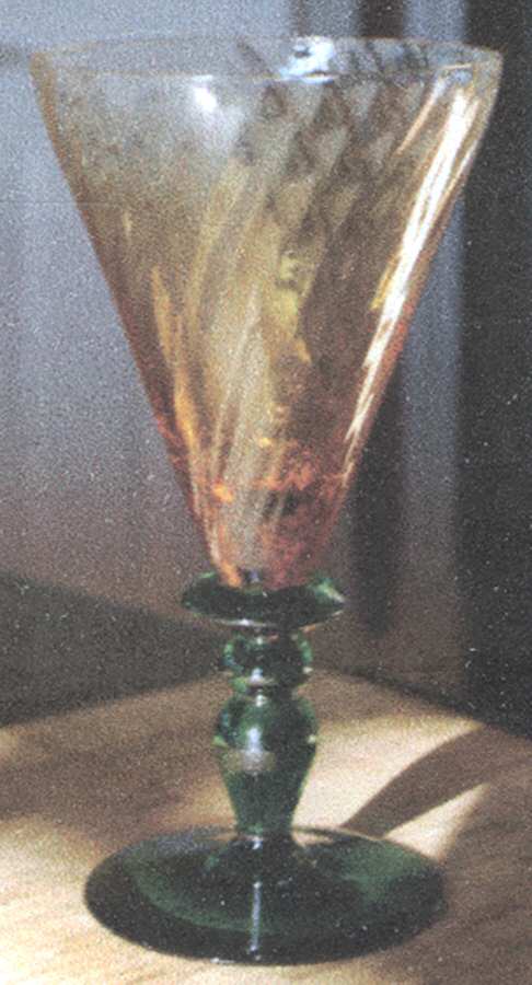 Palmyre Amber and Green Tall Water Goblet by Portieux-1