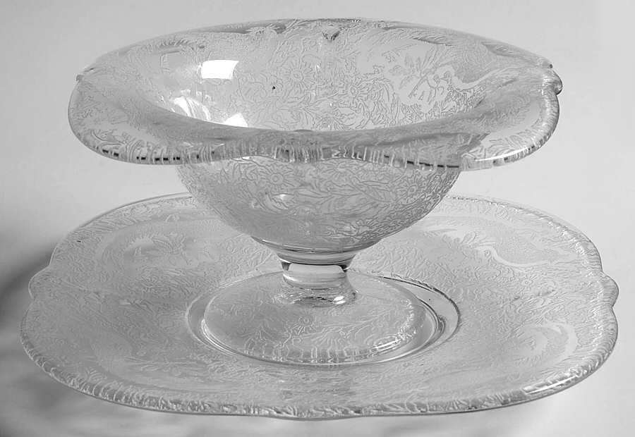 Sasha Bird Clear Mayonnaise Bowl and Underplate by Paden City-1