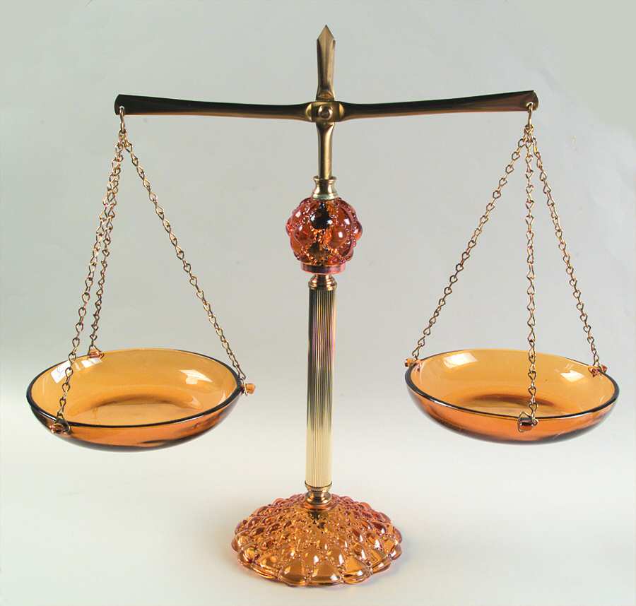 Scale of Justice Amber & Brass Justice Scale by Princess House-1