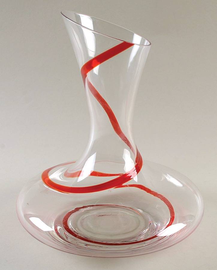 Swirline Red Open Decanter by Pier 1-1