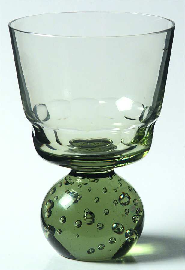 Raindrop Panel Green Water Goblet by Portugal-1