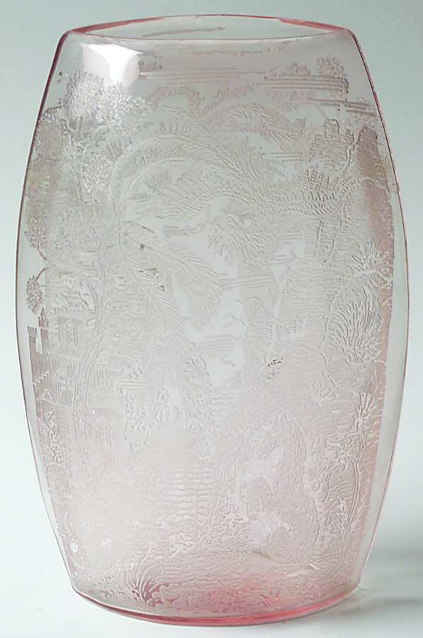 Lela Bird Pink (Cheri Glo) 8" Flower Vase by Paden City-1