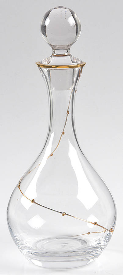 Gold Dot Swirl Decanter & Stopper by Pier 1-1