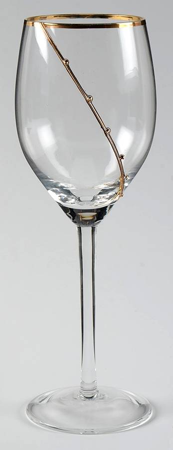 Gold Dot Swirl Water Goblet by Pier 1-1
