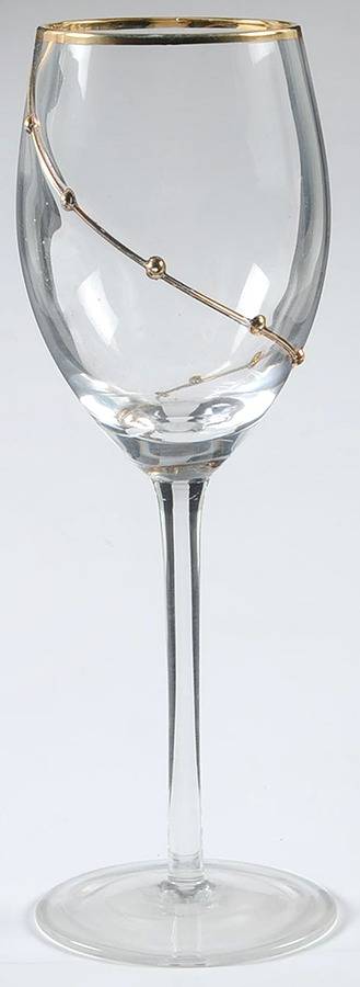 Gold Dot Swirl Wine Glass by Pier 1-1