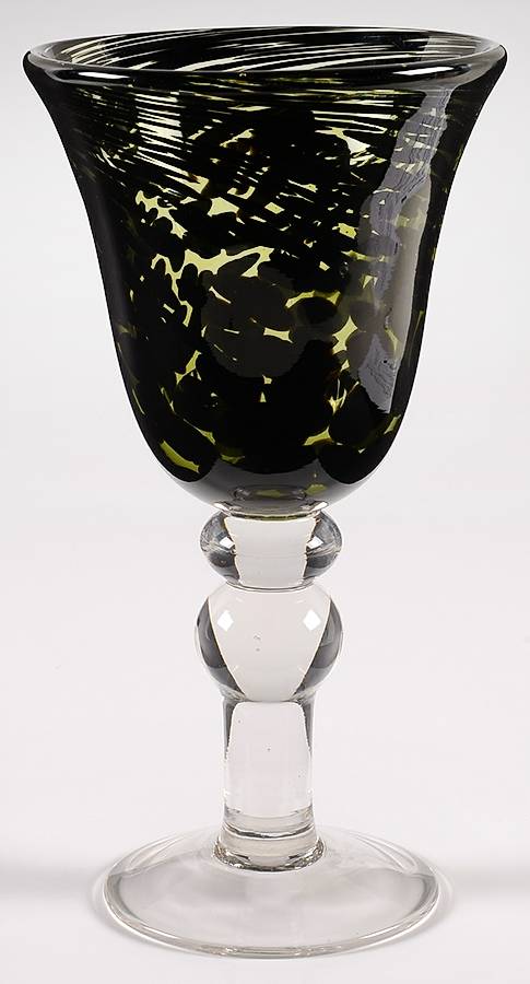 Green & Black Print Water Goblet by Pier 1-1