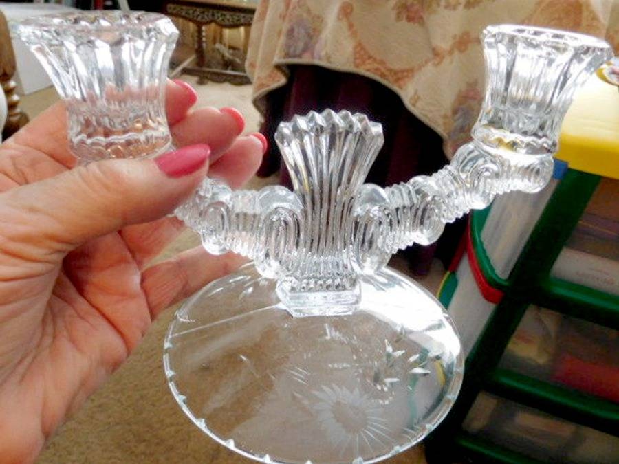 Largo Clear Double Light Candlestick by Paden City-1