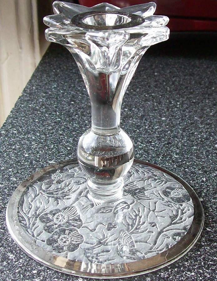 Spring Orchard (Sterling Trim) 4" Single Light Candlestick by Paden City-1